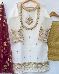 3 Pcs Women's Stitched Hand Work Suit