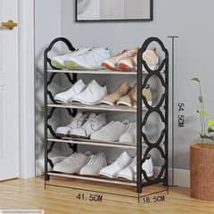 4-Layer Durable Compact Black Shoe Rack - 1 Pc for Long-Lasting Use