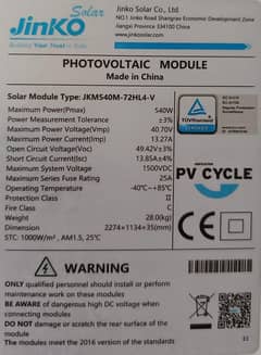 Jinko Solar Panel 540W
