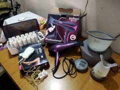 Beauty accessories- hair dryer, threading machine, facial, rolling kit