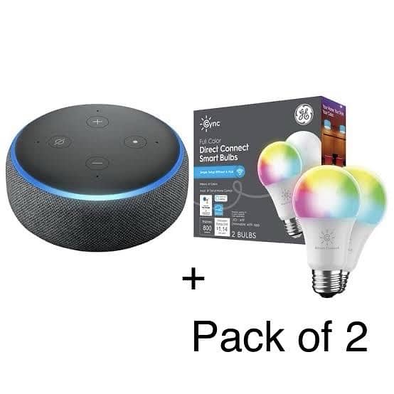Alexa 3rd Generation Speaker + 2 smart Led Bulb Smart voice echo dot 0