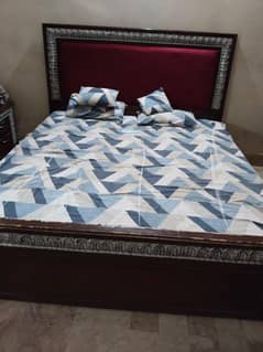 complete bed set with side tables, dressing table, almari