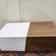 Coffee table, half and half design, with drawer