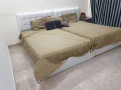 two single bed for sale with matress and sidetable