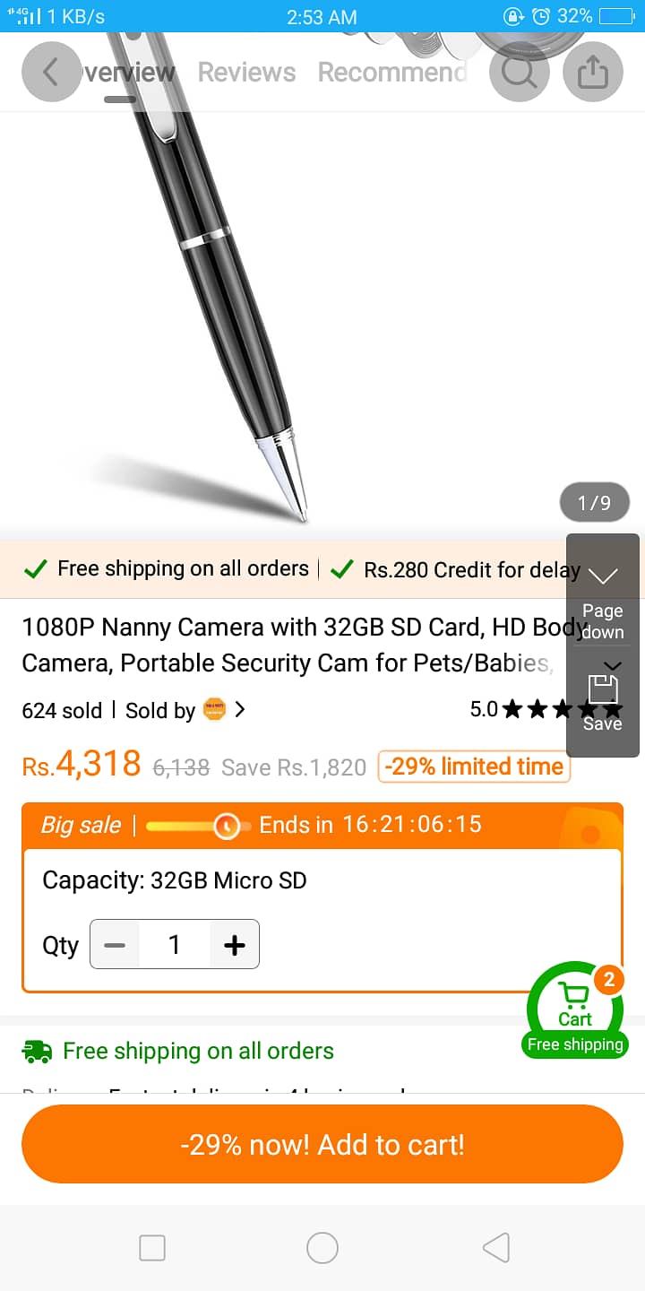 Pen camera video recorder. Once used for 15 min. . . 10/10 gurantee 5