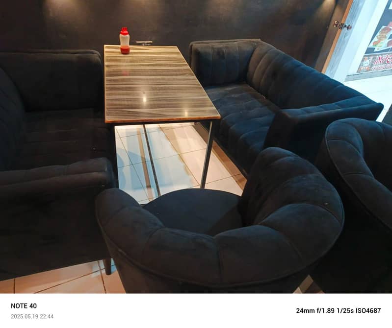 sofa with tables available in good condition 0
