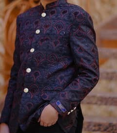 prince coat black and brown and sequence work