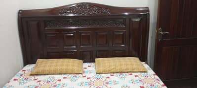 pure wooden bed with 2 side tables and dressing table without foam