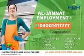 Maids / House Maids / Cook chef / Nanny / Baby Sitter Driver available