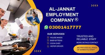House maids, Maid, Baby Sitter, Chef, Home Cook, Patient Care, Driver