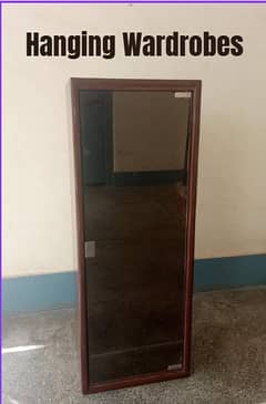 "Premium Hanging Wooden Wardrobe with Glass Door – Perfect for Any Ro