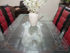 Dining table with 6 chires good condition for sale in lahore