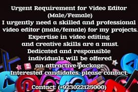 I need Video editor boy and girl