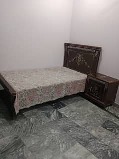 single bed,side table with mattress