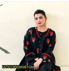 3pcs women's stitched silk embroidered gown