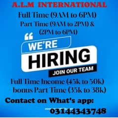 Job”s Available Male / Female & Students