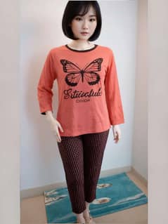 Women Night Suit Night Dress Half Sleeves Shirt and Trouser