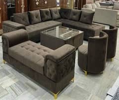 life time foam and wood l shape corner sofa set only on bumper sale