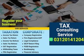 Sales Tax, Income Tax Return, Tax Consultant, FBR, Tax Filer, NTN,SECP