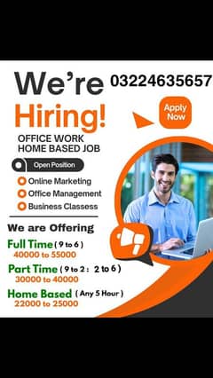 Office work avaliable for male and female