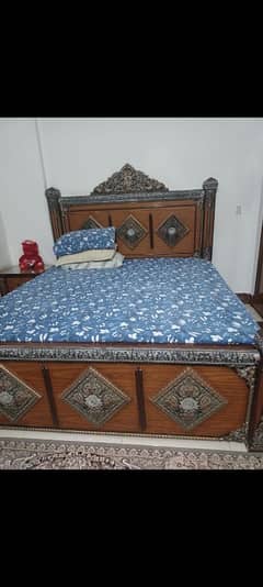 wooden bed set with wardrobe and dressing