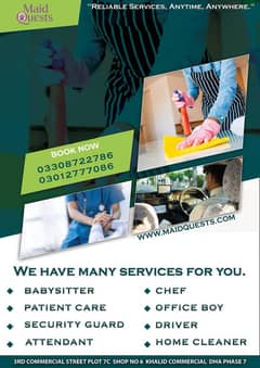 House maids , Maids , Baby Sitter , Chef , Cook , Patient Care ,Nurse