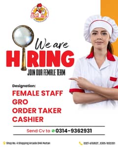 CASHIER / GRO / ORDER TAKER / FEMALE STAFF / Jobs