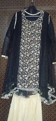 Elegant 3-Piece Black & Golden Party Wear Dress