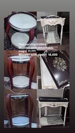 8 chair dinning table glass top/ trolly / table