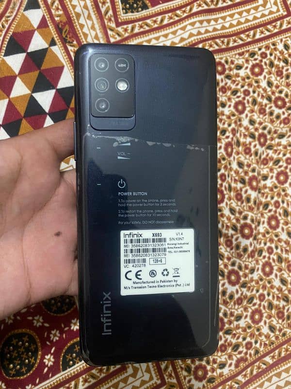 Infinix note 10 6/128  lush condition full box exchange possible 0