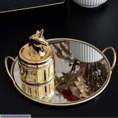 Golden Metal Tray—One PC Premium Serving Tray. Cash On Delivery
