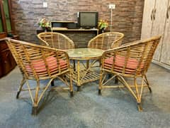Cane Crafts Premium Bamboo Chair Set with Table.