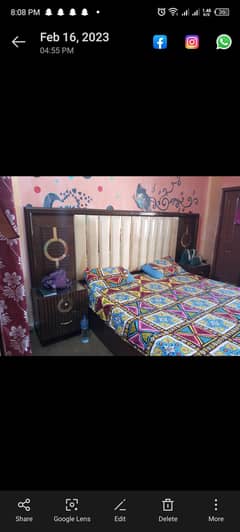 king size akhrot wooden bed with mattress