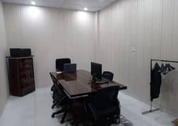 CONFERENCE TABLE WITH 6 REVOLVING CHAIRS AND CUPBOARD