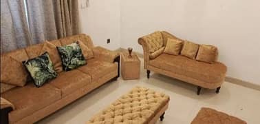 Five seats sofa one Dewan 2 stool 2 side table 1 center table