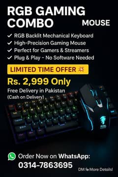 RGB Gaming Combo | Keyboard + Mouse | Free Delivery in Rs. 2,999