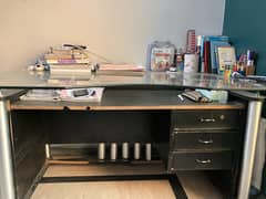 Office table with 8mm glass good condition