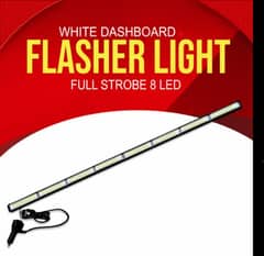 White Dashboard Full Strobe Flasher Light 8 LED Light Bar