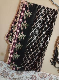 one time used dress. . organza shirt and trouser duppta