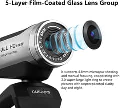 AUSDOM 12.0M Webcam 1080P within Microphone, Desktop Laptop Web Came