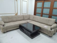 L shaped sofa set + table for sale