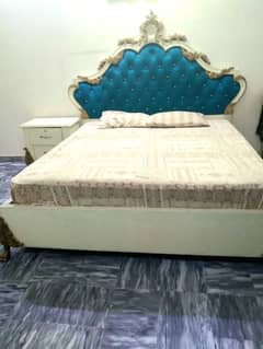 Luxury bed set with side table and dressing