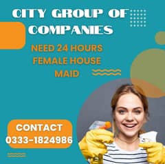 Provide 24/7 hour's female house maid, babysitter, patient attendant. .