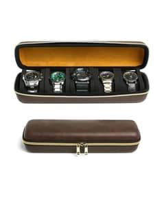 5 slot leather watch case