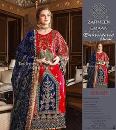 Red Embroidered Viscose Suit with Trendy Dupatta - 3 Pcs