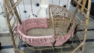 Wooden and Cane cradle / swing / baby cot