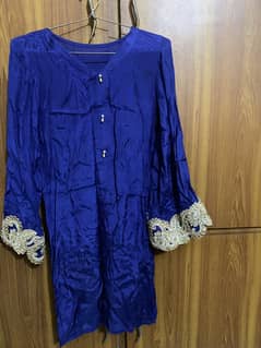 Blue festive raw silk shirt