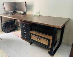 Wooden lamp tv table computer table and glass top