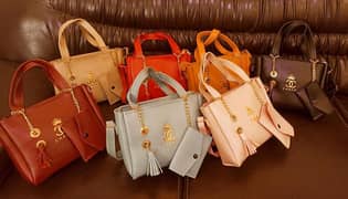 2-Piece Women’s PU Leather Handbag & Pouch | Multiple Colors