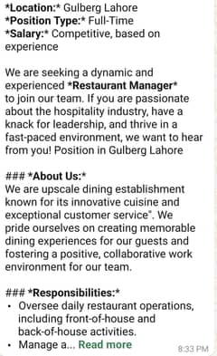 manager plus captain plus waiters